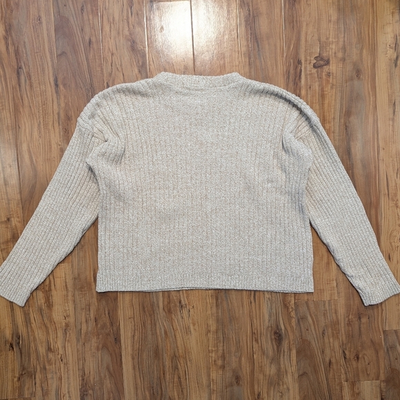 Vintage Neutral Ribbed Knit Cotton Blend Scandia Men's XL Sweater Crewneck Tan - Picture 4 of 4